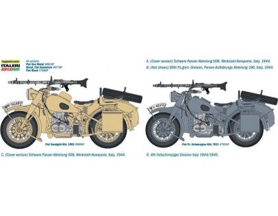 Italeri Model Kit military German Military Motorcycle with Sidecar 1:9