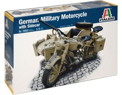 Italeri Model Kit military German Military Motorcycle with Sidecar 1:9