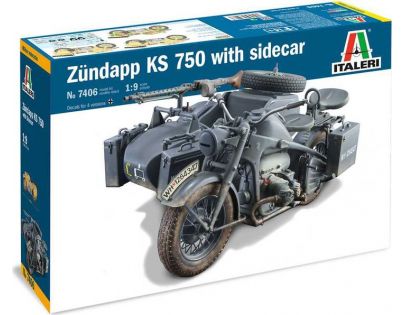 Italeri Model Kit military Zundapp KS 750 with sidecar 1:9