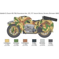Italeri Model Kit military Zundapp KS 750 with sidecar 1:9 4