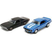 Jada Rychle a zběsile Twin Pack Chevrolet Camaro 1969 a Dodge Charge Wide Body 1968, 1:32 Wave 2