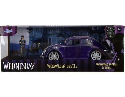 Jada Wednesday auto 1972 VW Beetle 1:24 a figurka Wednesday
