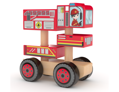 J'ADORE Hasičské auto dřevěná skládačka