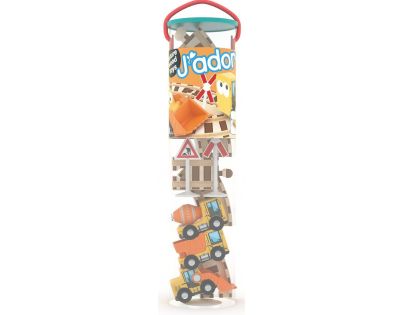 J'adore Hrací set s kolejemi Stavební stroje 15 ks