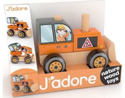 J'ADORE Stavební auto dřevěná skládačka
