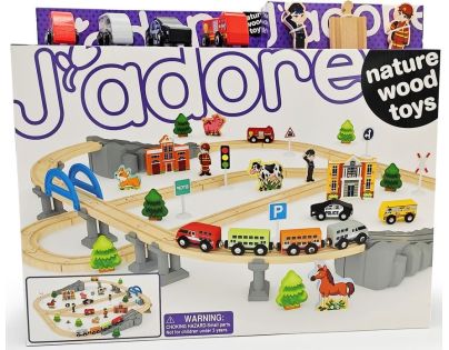 J'ADORE Vláčková  dřevěná dráha s mostem a doplňky