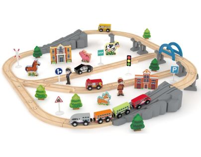 J'ADORE Vláčková  dřevěná dráha s mostem a doplňky