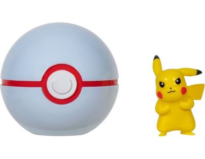 Jazwares Pokémon Clip N Go Poké Ball Pikachu a Premier Ball White