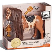 Jezdecký kůň hnědý s příslušenstvím se zvukem - Hipický šampion
