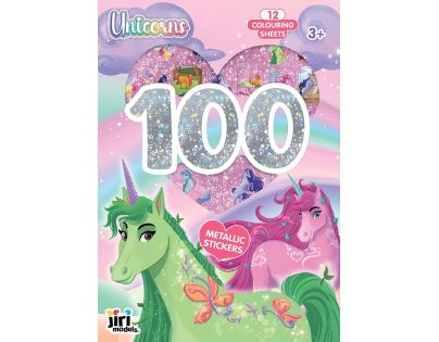 Jiri Models 100 metalických samolepek s omalovánkovými listy Jednorožci