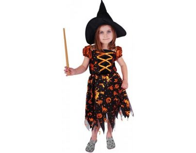 Rappa Karnevalový kostým Čarodějnice halloween s kloboukem vel. S