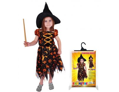 Rappa Karnevalový kostým Čarodějnice halloween s kloboukem vel. S