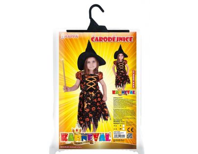 Rappa Karnevalový kostým Čarodějnice halloween s kloboukem vel. S