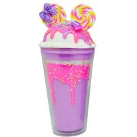 Kelímek s víčkem a brčkem Myška 480ml fialový