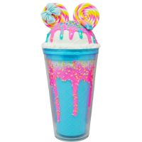 Kelímek s víčkem a brčkem Myška 480ml modrý