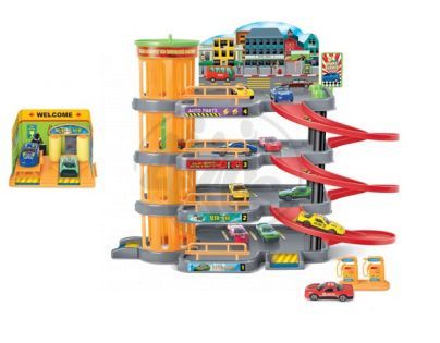 KidsHome Garáž 3 patra s autoservisem a 4 autíčka