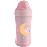 KikkaBoo Hrnek se silikonovým brčkem 220ml 8m+ Moony me Pink
