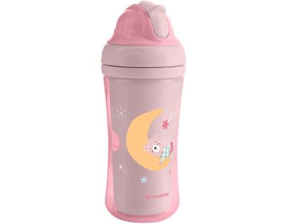 KikkaBoo Hrnek se silikonovým brčkem 220ml 8m+ Moony me Pink