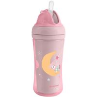 KikkaBoo Hrnek se silikonovým brčkem 220ml 8m+ Moony me Pink 2