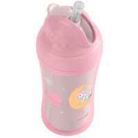 KikkaBoo Hrnek se silikonovým brčkem 220ml 8m+ Moony me Pink 3