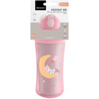 KikkaBoo Hrnek se silikonovým brčkem 220ml 8m+ Moony me Pink 4