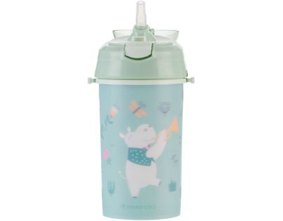 KikkaBoo Hrnek se silikonovým brčkem a popruhem 450ml Music Fest Mint