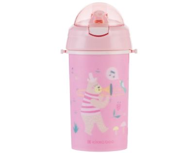 KikkaBoo Hrnek se silikonovým brčkem a popruhem 450ml Music Fest Pink