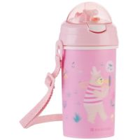 KikkaBoo Hrnek se silikonovým brčkem a popruhem 450ml Music Fest Pink 3