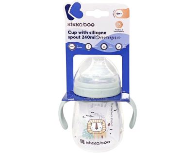 KikkaBoo Hrnek se silikonovým pítkem 240ml 6m+ Savanna Mint