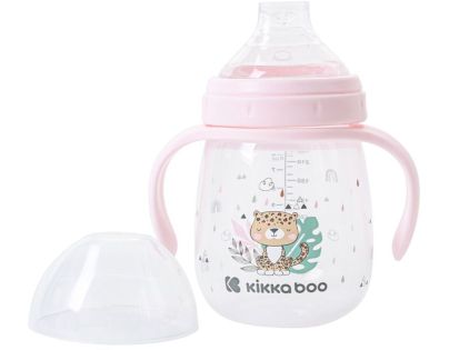 KikkaBoo Hrnek se silikonovým pítkem 240ml 6m+ Savanna Pink