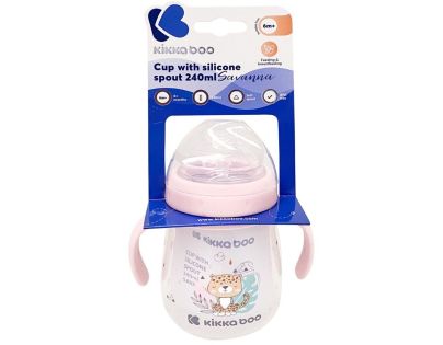 KikkaBoo Hrnek se silikonovým pítkem 240ml 6m+ Savanna Pink
