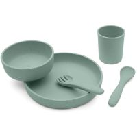 KikkaBoo Jídelní sada 5-dílná Platinum Silicone Sage