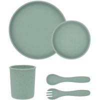 KikkaBoo Jídelní sada 5-dílná Platinum Silicone Sage 2