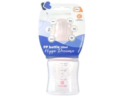 KikkaBoo Kojenecká láhev 120ml 0m+ Hippo Dreams Pink