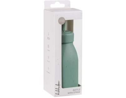 KikkaBoo Láhev s brčkem Platinum Silicone Sage