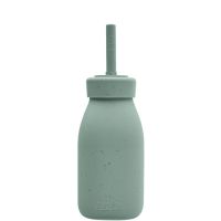 KikkaBoo Láhev s brčkem Platinum Silicone Sage