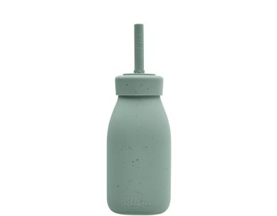 KikkaBoo Láhev s brčkem Platinum Silicone Sage