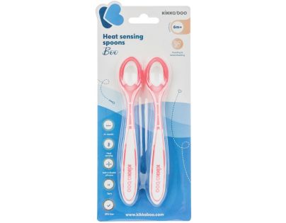 KikkaBoo Lžičky s tepelným senzorem 2 ks Boo Pink