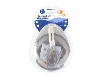 KikkaBoo Miska s přísavkou, víčkem a lžičkou Beige