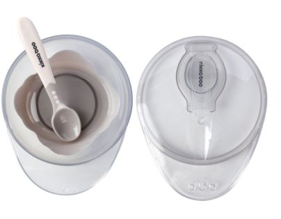KikkaBoo Miska s přísavkou, víčkem a lžičkou Beige