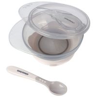 KikkaBoo Miska s přísavkou, víčkem a lžičkou Beige 3