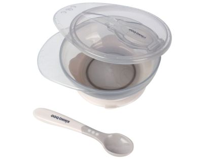 KikkaBoo Miska s přísavkou, víčkem a lžičkou Beige