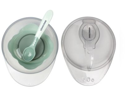 KikkaBoo Miska s přísavkou, víčkem a lžičkou Mint