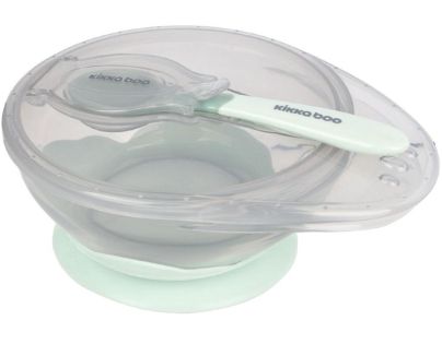 KikkaBoo Miska s přísavkou, víčkem a lžičkou Mint