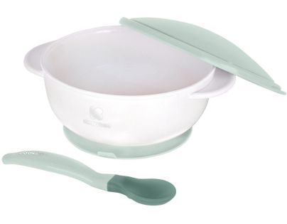 KikkaBoo Miska s přísavkou, víčkem a lžičkou s tepelným senzorem Mint