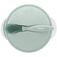 KikkaBoo Miska s přísavkou, víčkem a lžičkou s tepelným senzorem Mint 2