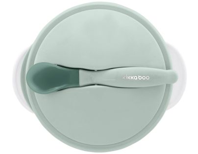 KikkaBoo Miska s přísavkou, víčkem a lžičkou s tepelným senzorem Mint
