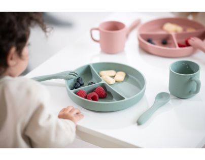 KikkaBoo Příbor 2-dílný Platinum Silicone Sage