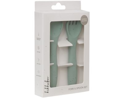KikkaBoo Příbor 2-dílný Platinum Silicone Sage