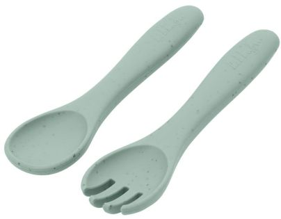 KikkaBoo Příbor 2-dílný Platinum Silicone Sage